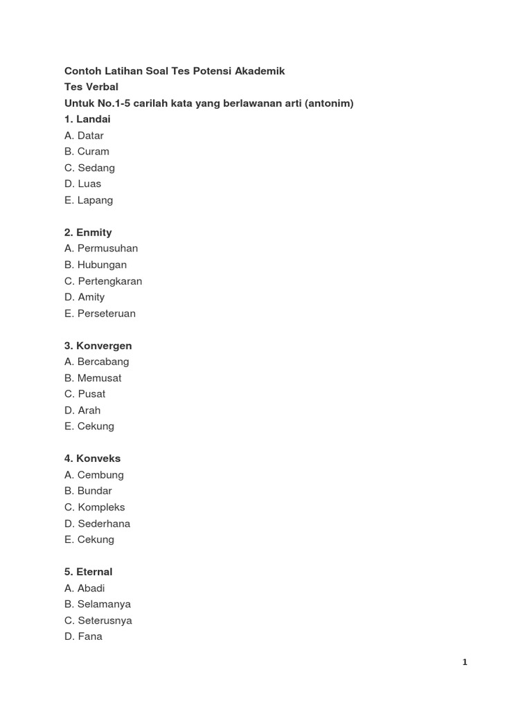 Kumpulan Soal Tes Potensi Akademik Beserta Kunci Jawaban Pdf Ilmusosial Id