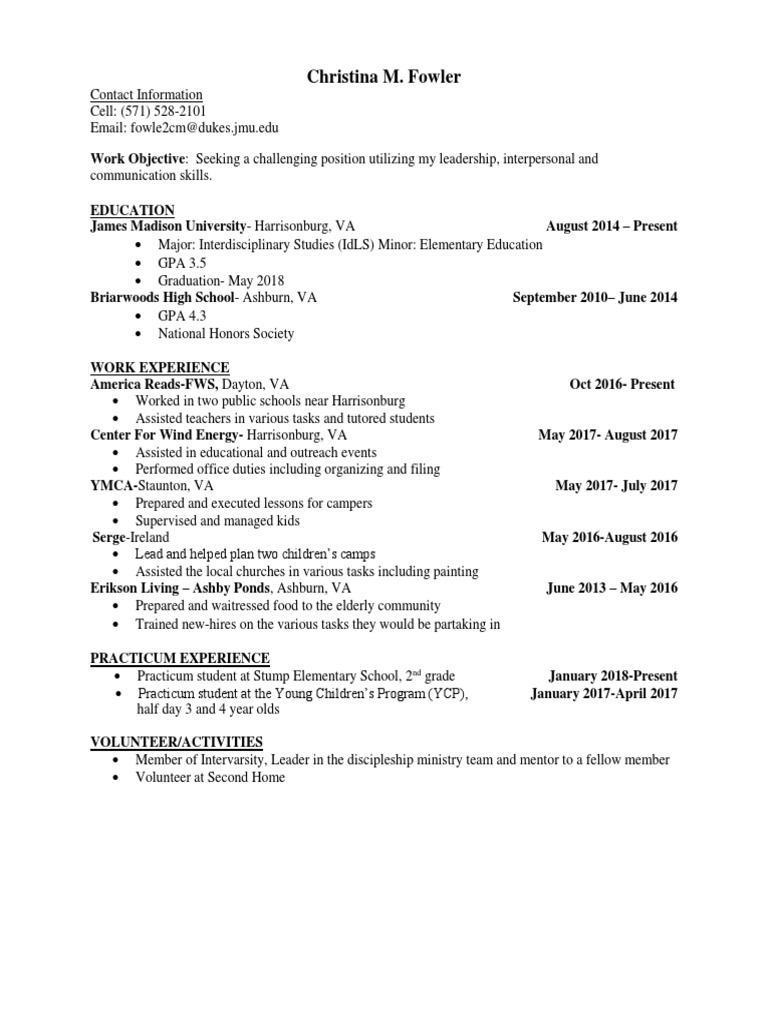 JMU Interdisciplinary Studies Profile | PDF