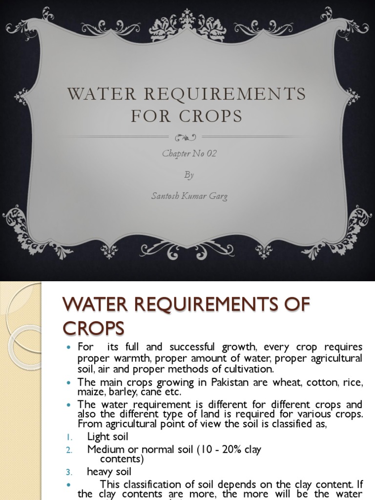 Water Requirements For Crops Chapter No 02 by Santosh Kumar Garg PDF