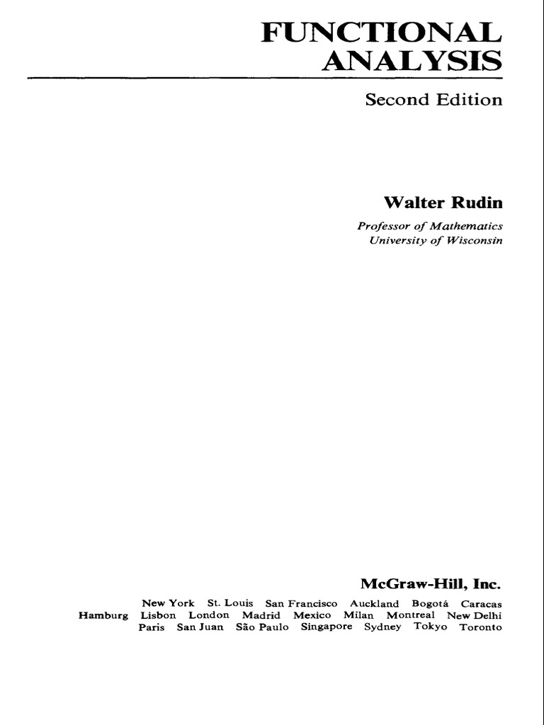FUNCTIONAL ANALYSIS (Walter Rudin) PDF | PDF