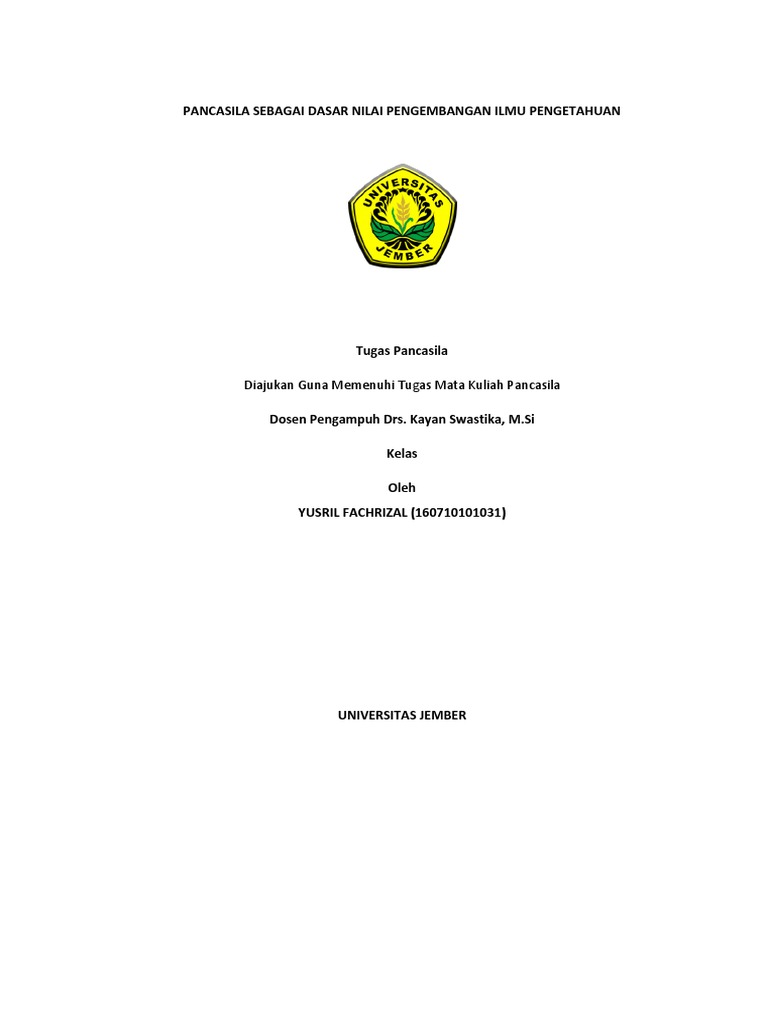 Pancasila Sebagai Dasar Nilai Pengembangan Ilmu Pengetahuan | PDF ...
