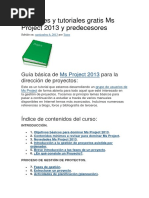 Manuales y Tutoriales Gratis Ms Project 2013 y Predecesores