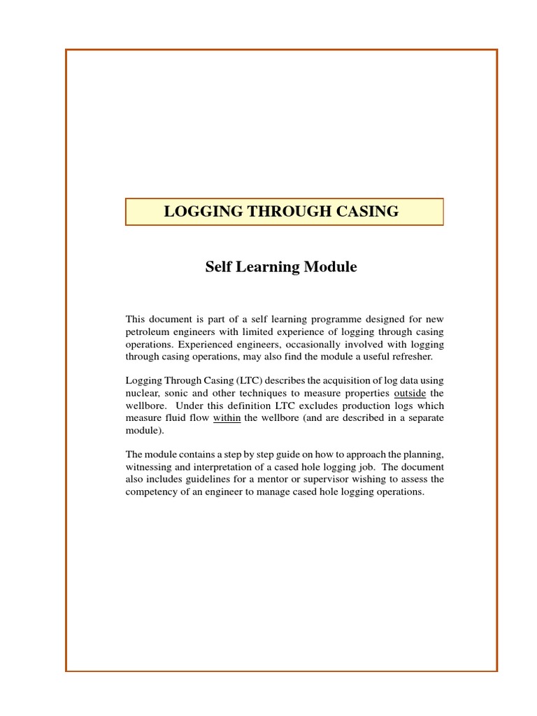 Logging Through Casing Guide for Engineers | PDF | Casing (Borehole ...