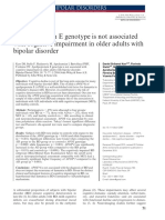 Bipolar Disord (Apolipoprotein E Genotype Is Not Associated With Cognitive Impairment in Older Adults With Bipolar Disorder