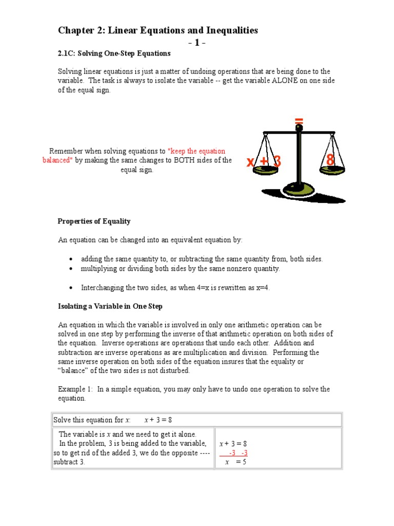 Chapter 2: Linear Equations and Inequalities - 1 - : 2.1C: Solving One ...