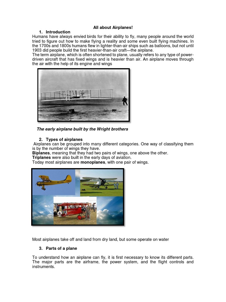 Understanding Airplanes: Types & Parts | PDF | Business