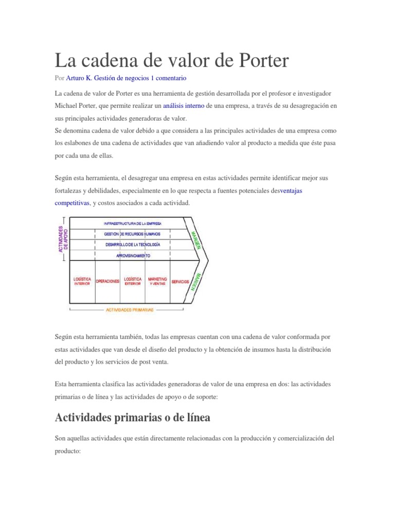La Cadena de Valor de Porter | PDF | Cadena de valor | Producto (Negocio)