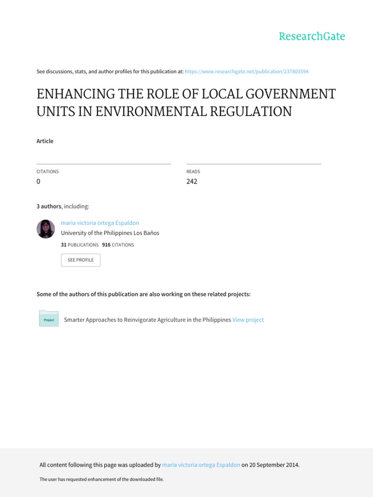 Local Government's Role in Environmental Health | PDF | National ...