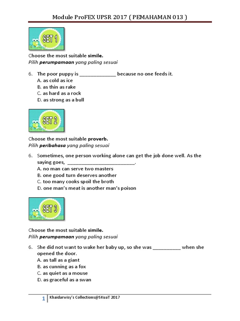 Module Profex Upsr 2017 ( Pemahaman 013 ): Pilih 