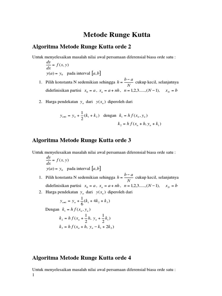Metode Runge Kutta untuk PDB | PDF