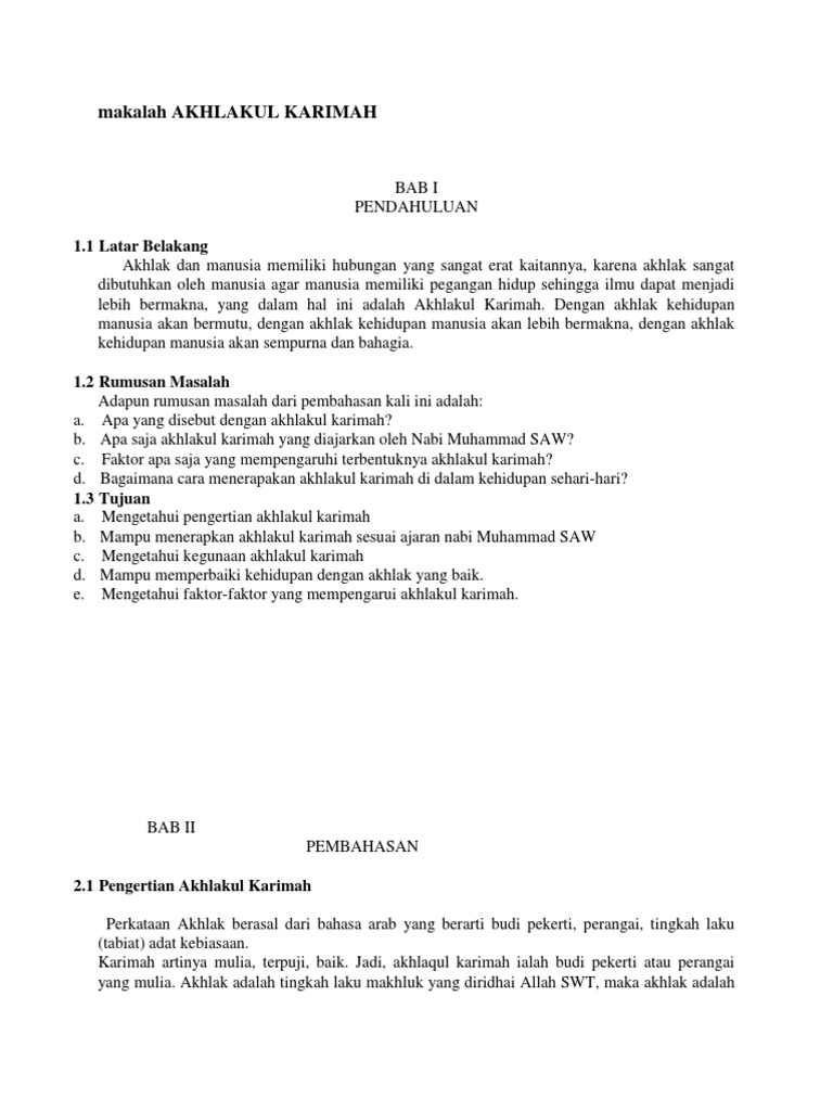 Makalah Akhlakul Karimah Docx