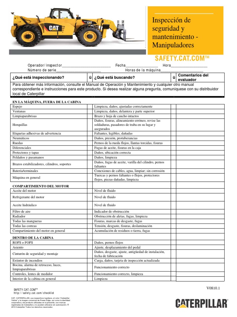 Checklist - Telehandlers CAT | PDF | Vehículos | Science