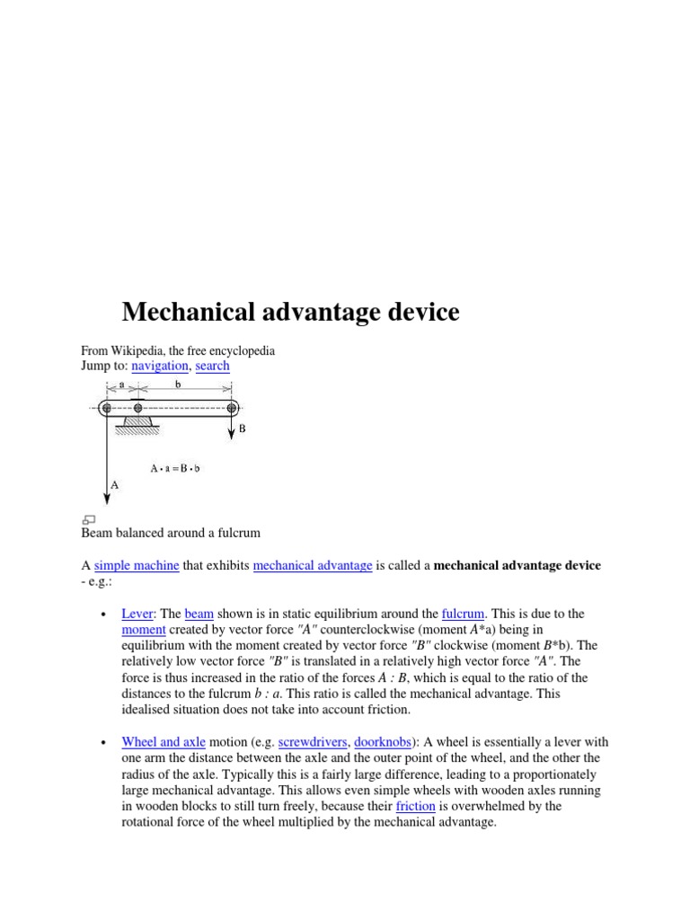 Understanding Mechanical Advantage Devices | PDF | Machines | Lever