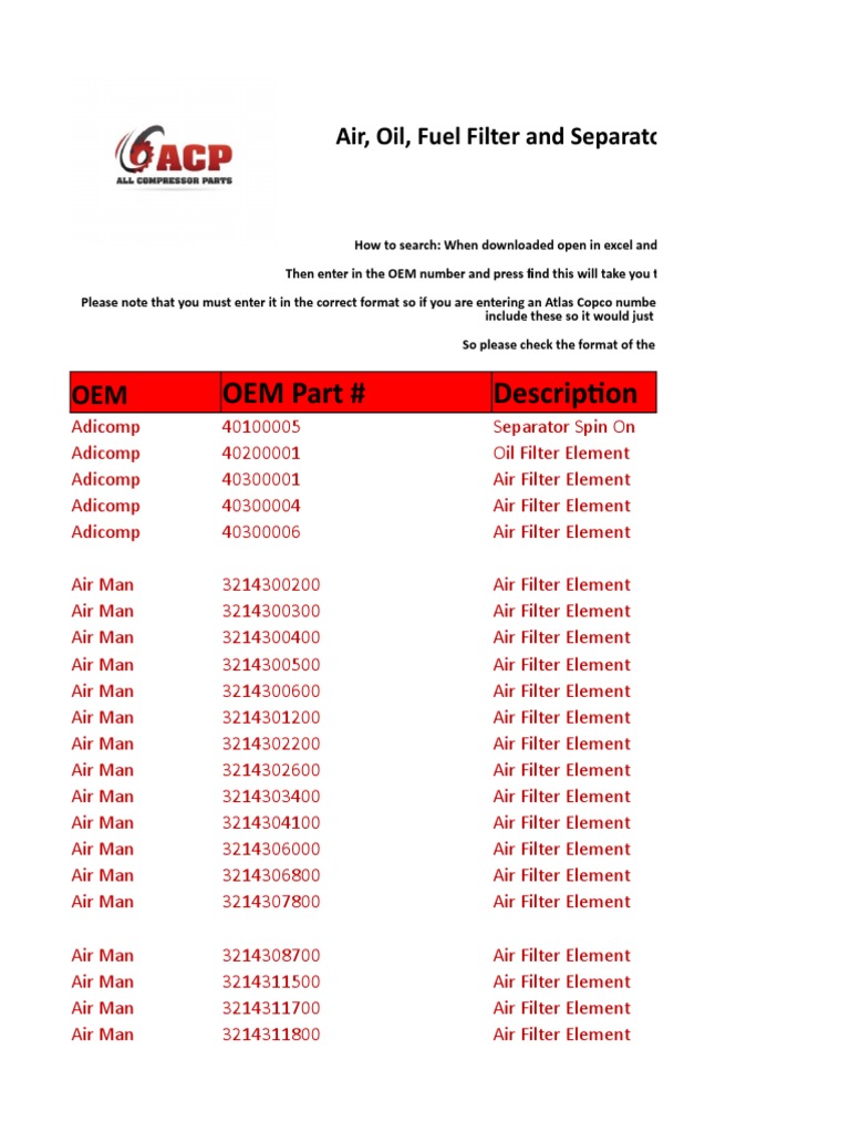 Oil Filter Cross Reference Guide | PDF | Atmosphere Of Earth ...