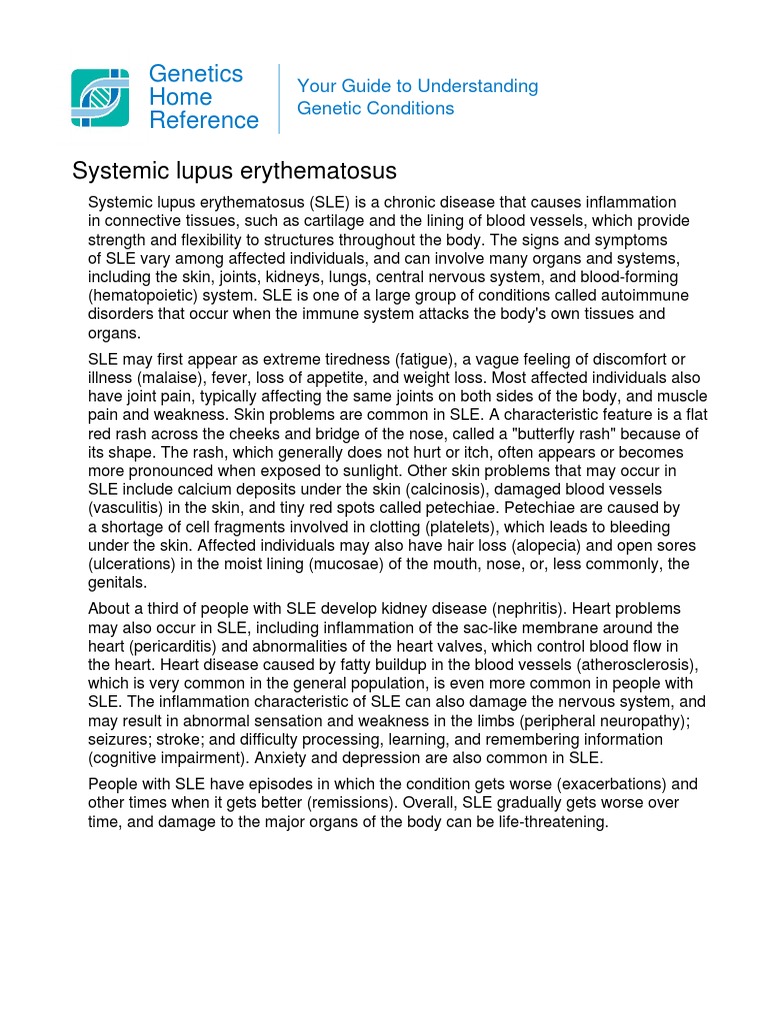 Understanding Systemic Lupus Erythematosus | PDF | Genetic Disorder ...