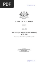 Act 494 Racing Totalizator Board Act 1961