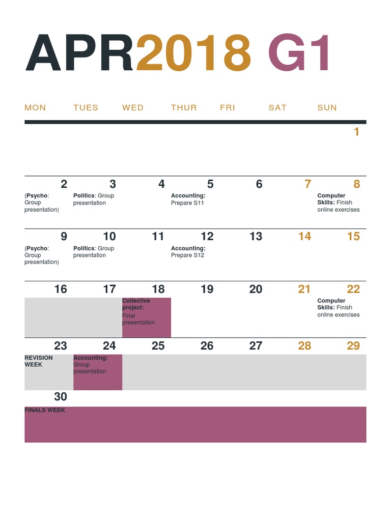 CP - Calendar Apr2018 G1 | PDF