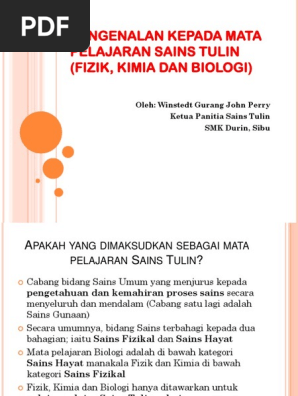 Pengenalan Kepada Mata Pelajaran Sains Tulin Fizik Pdf