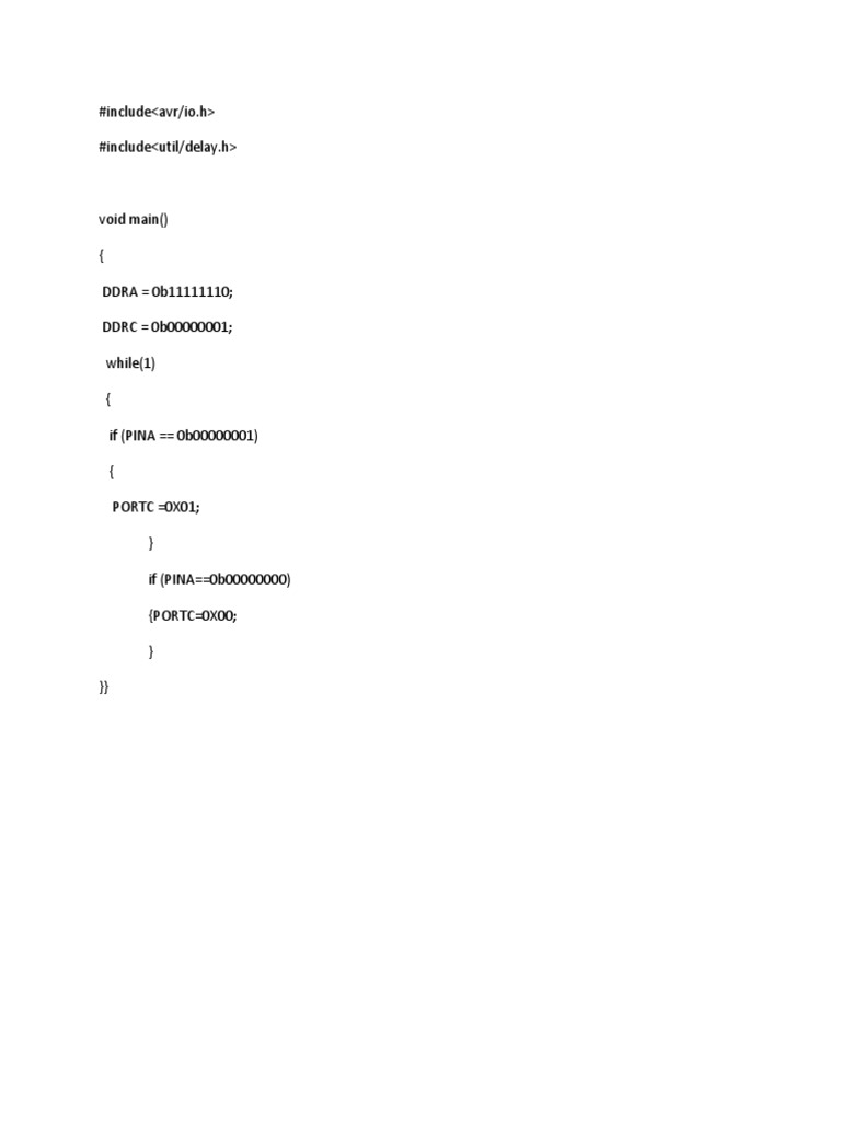 AVR Code for Input/Output Control | PDF