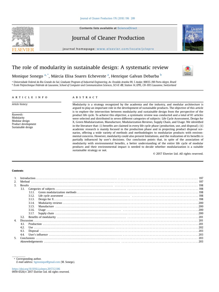 The Role of Modularity in Sustainable Design - A Systematic Review ...