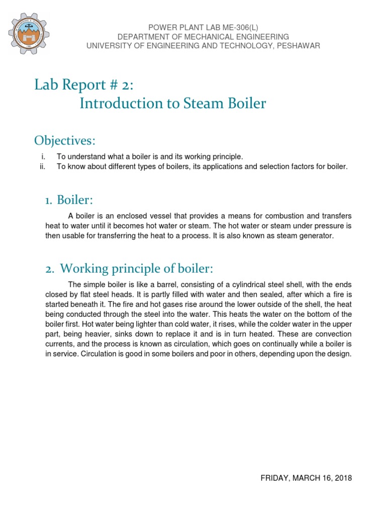 Lab 2 Introduction To Steam Boiler PDF