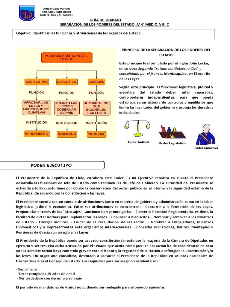 Funciones de los Poderes del Estado en Chile | PDF | República ...