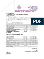 Academic Calendar of  MBA  MCA ( III & IV ) Semesters for the academic year 2010 – 2011