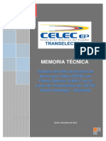 Memoria Técnica Tendido Cable Opgw en LT Santo Domingo Quininde