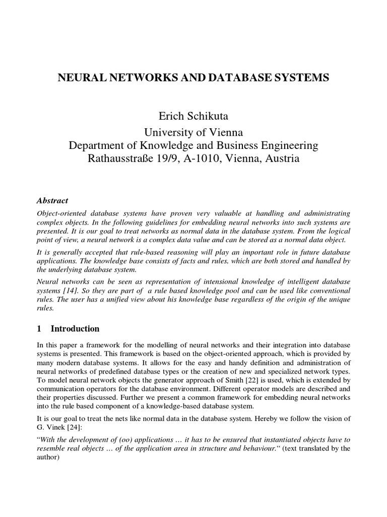 Integrating Neural Networks in Databases | PDF | Artificial Neural ...