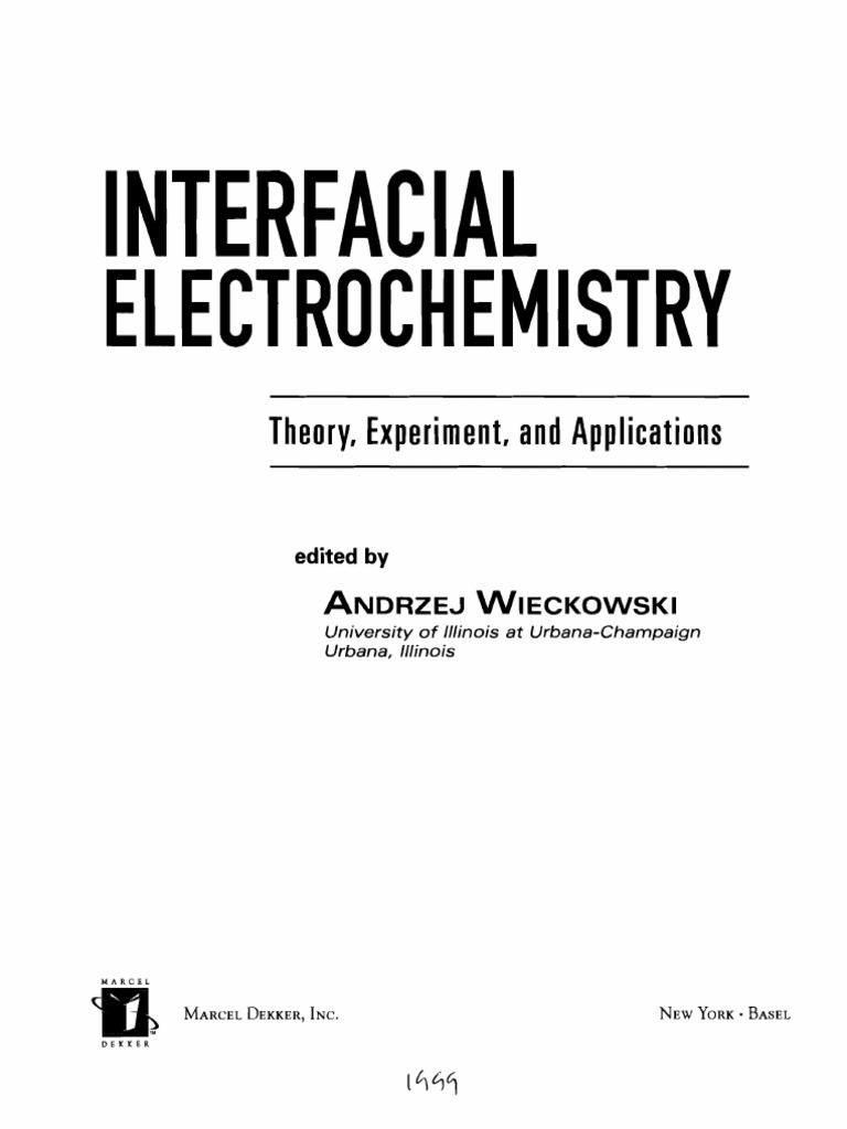 Interfacial Electrochemistry Theory Experiment and Applications PDF