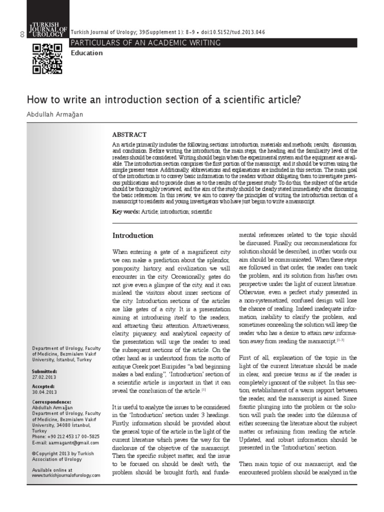 How To Write An Introduction For A Scientific Article | PDF | Science ...