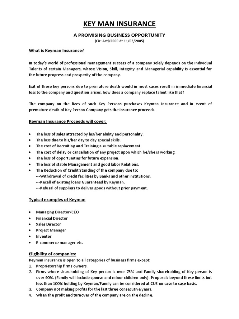 Keyman Insurance PDF Insurance Partnership