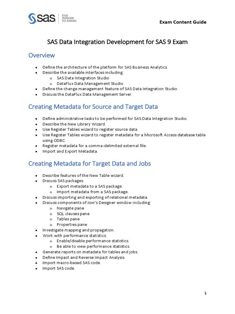 SAS Data Integration Development For SAS 9 Exam | PDF | Sas (Software ...