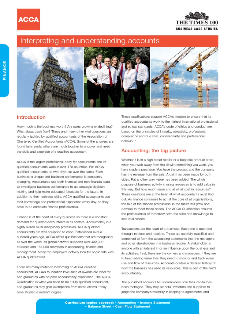 Interpreting and Understanding Accounts Case Study | PDF | Balance ...