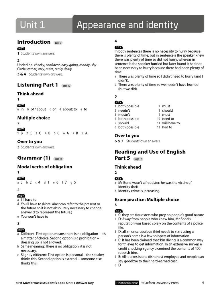 FIRST CERTIFICATE MASTERCLASS ANSWER KEY PDF intelligence overview