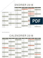 Calendrier 2018 Avec Fetes Et Jours Feries 2pages