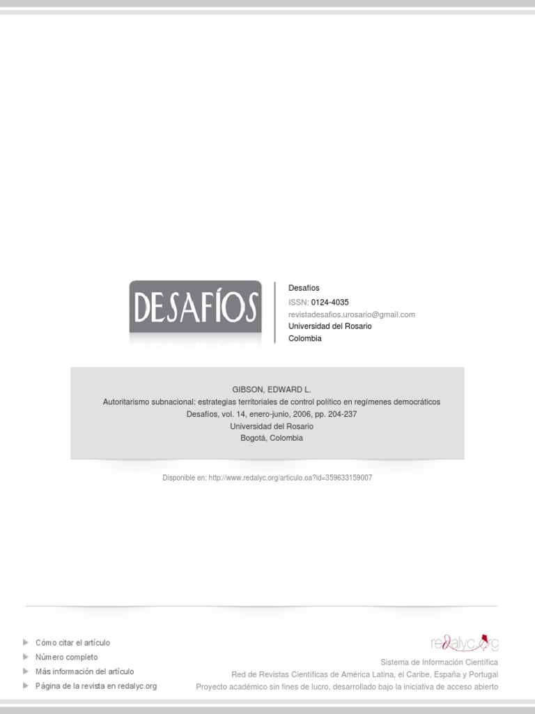 Autoritarismosubnacional - Estrategia de Control Pólitico PDF | PDF ...