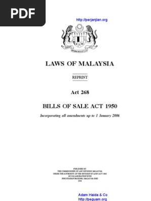 Act 268 Bills of Sale Act 1950