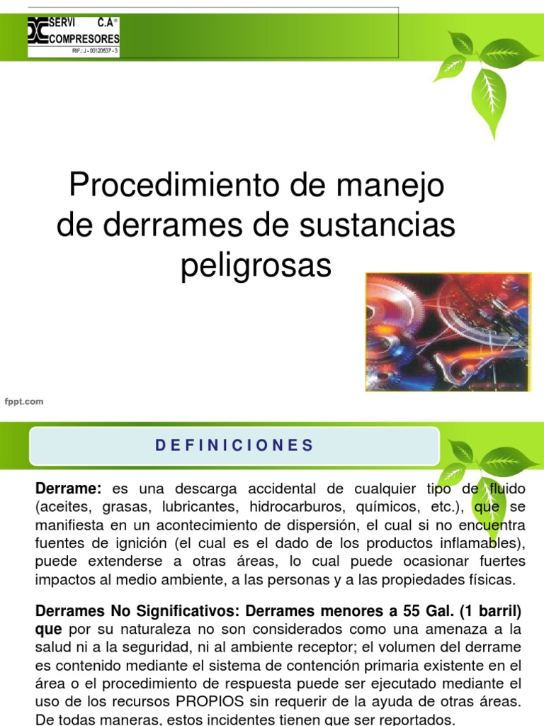Manejo de Derrames Peligrosos | PDF | Residuos | La contaminación del agua