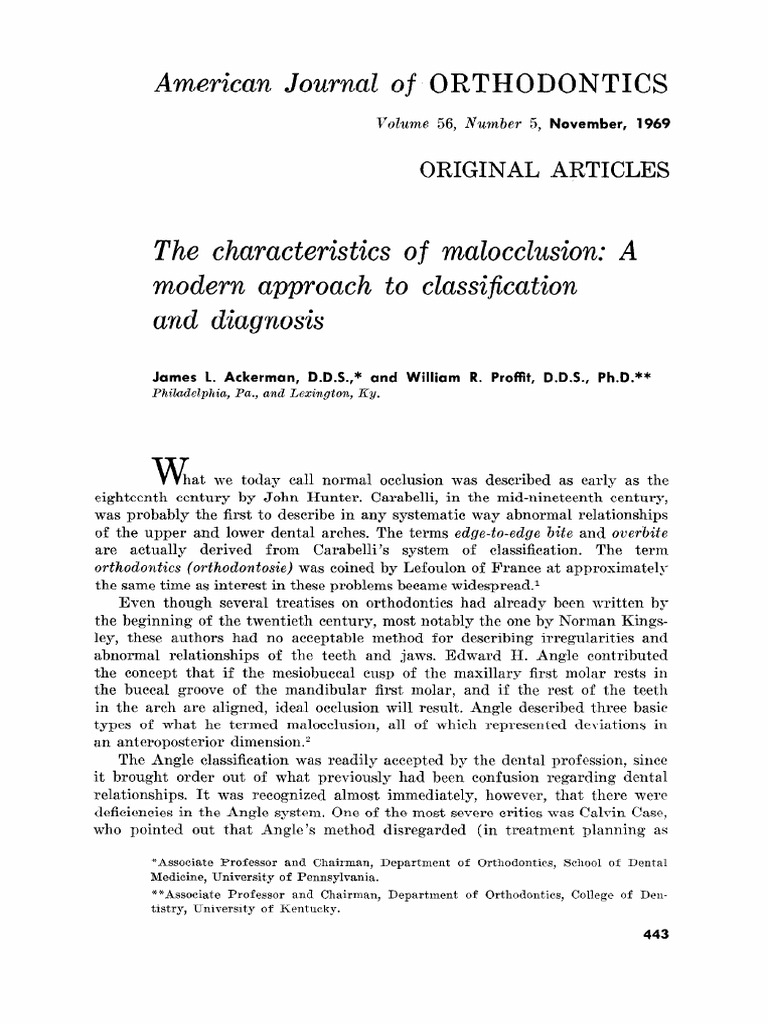 Ackerman-Proffit Malocclusion Classification | PDF | Orthodontics | Mouth