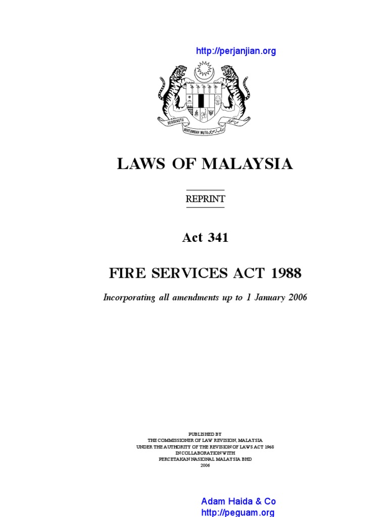 Act 341 Fire Services Act 1988 | Government | Politics