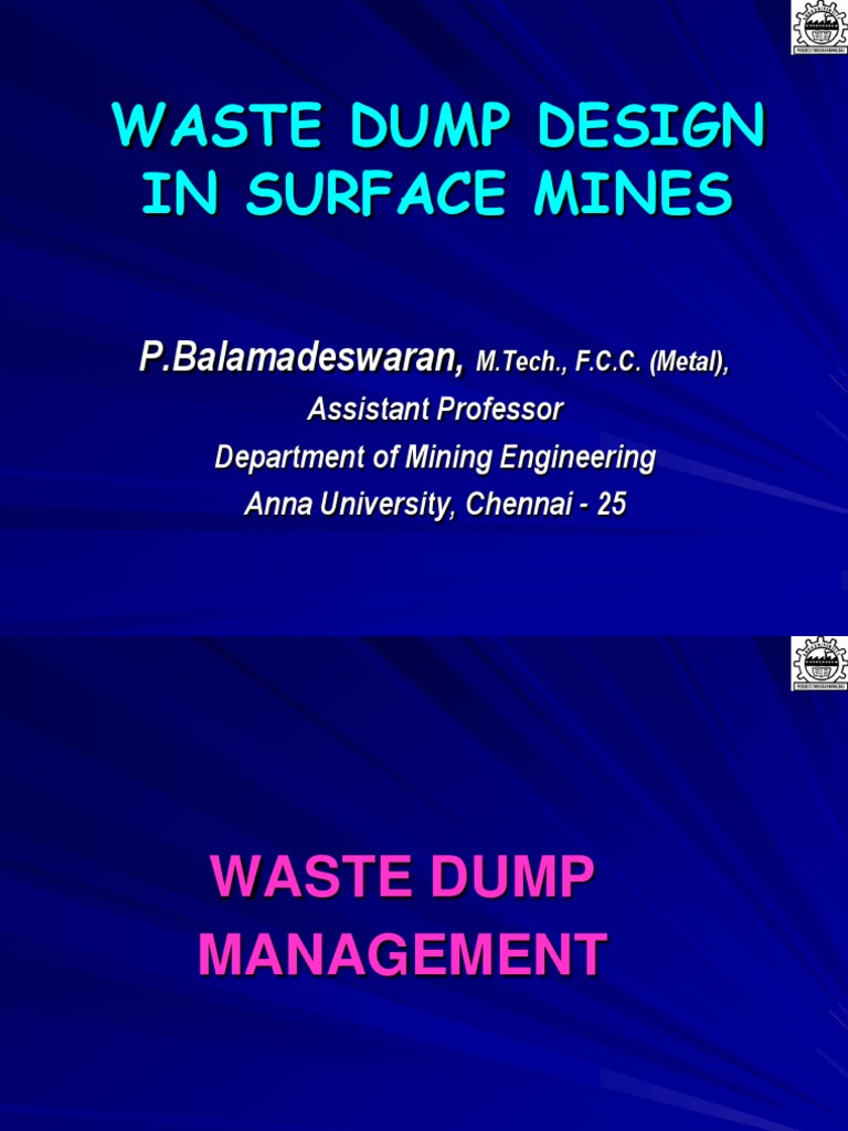 Waste Dump Design in Surface Mines | PDF | Landfill | Friction