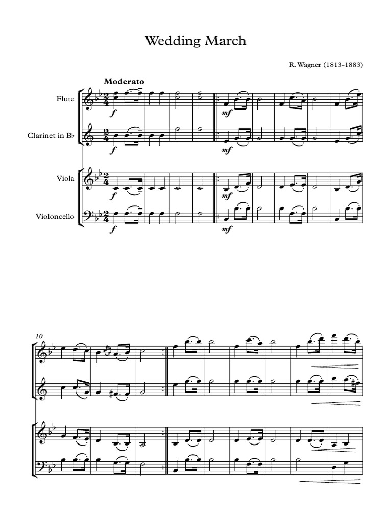 Wedding March - Wagner - Wedding March Acortado - Partitura Completa ...