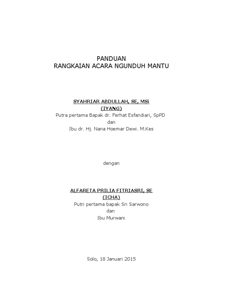 001 Panduan Rangkaian Acara Ngunduh Mantu