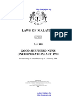 Act 108 Good Shepherd Nuns Incorporation Act 1973