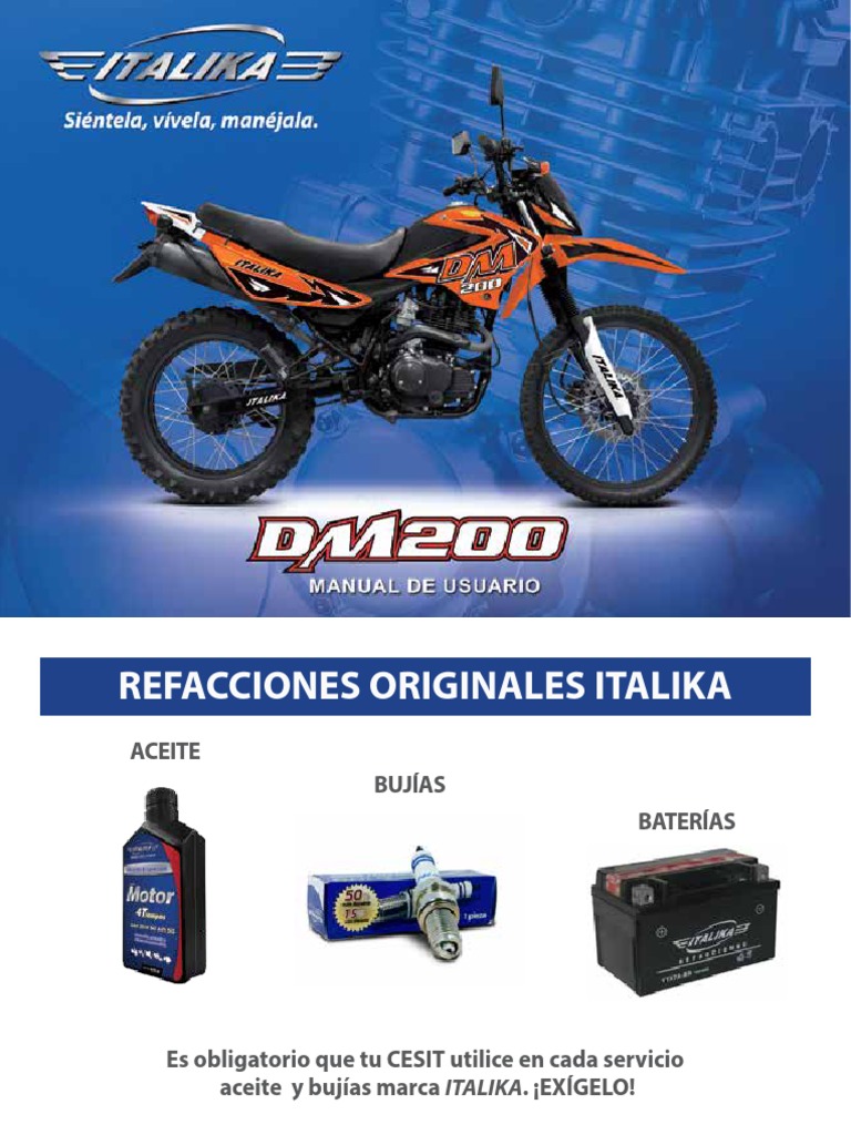 Manual Usuario Moto DM200 PDF Tornillo | Gasolina