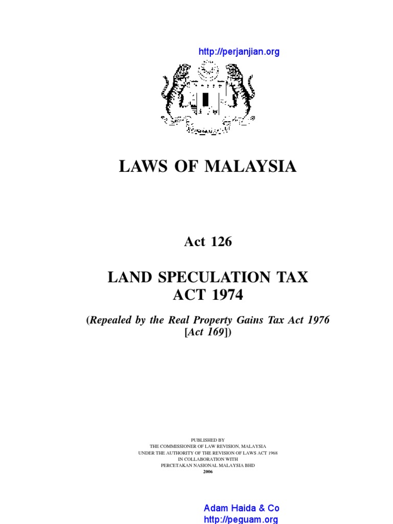 Act 126 Land Speculation Tax Act 1974 PDF