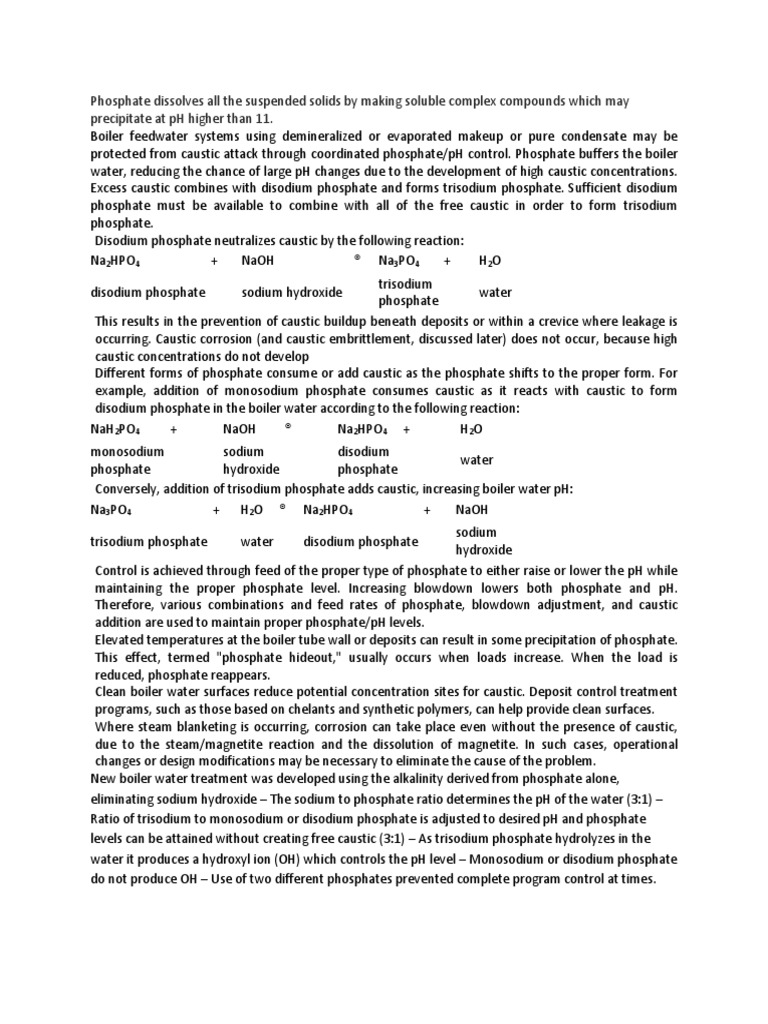 Coordinated Phosphate/pH Control for Protection of Boiler Feedwater 