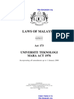 Act 173 Universiti Teknologi Mara Act 1976