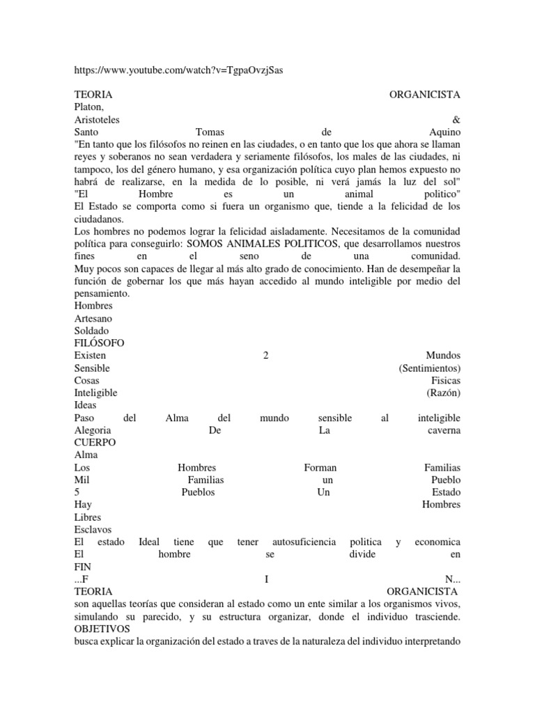 Teoria Organicista PDF Constitución Aristóteles